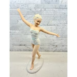 German Porcelain Lady Figurine Bathing Beauty by Steiner - READ DESCRIPTION